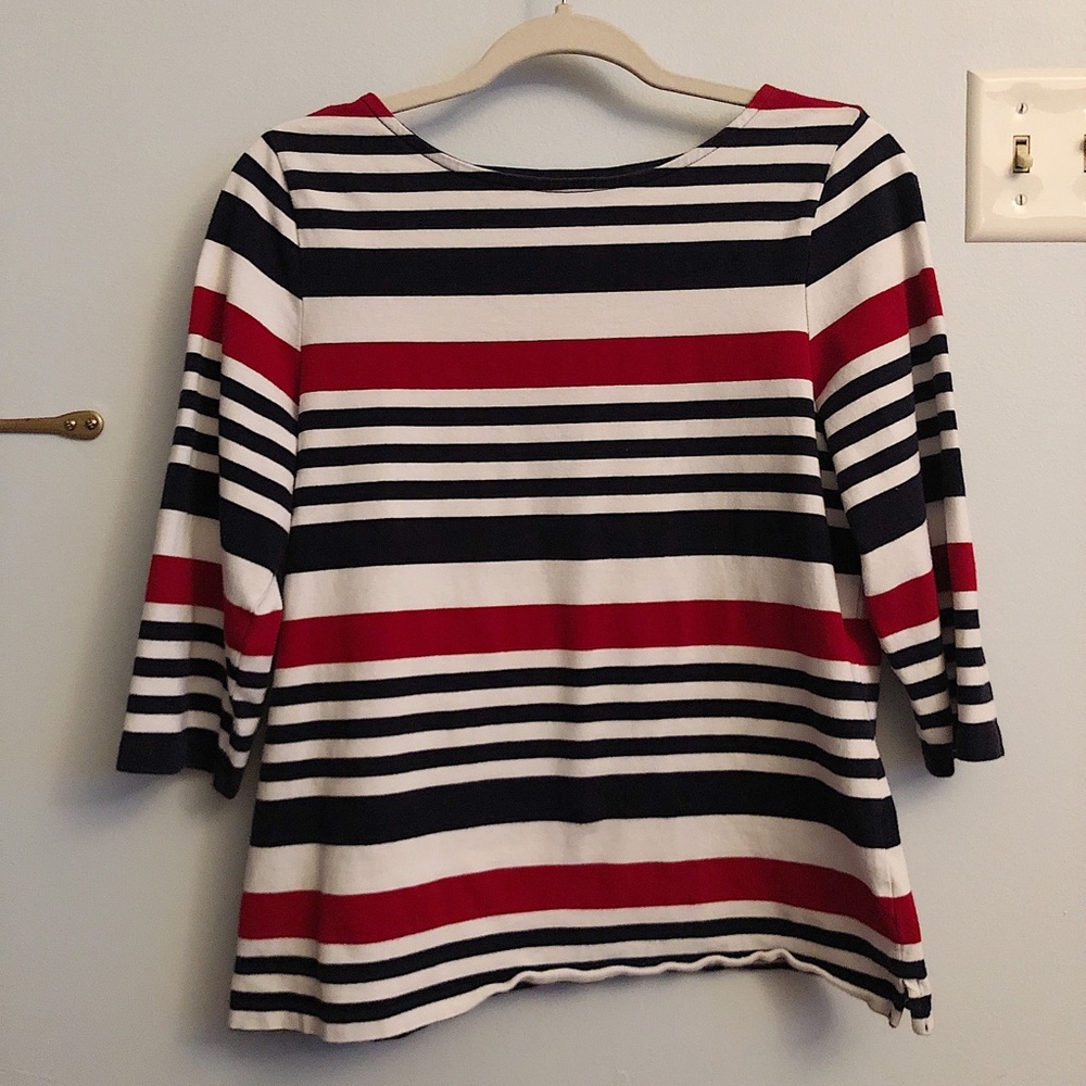Christopher & Banks Women's Top Medium Patriotic Red White & Blue